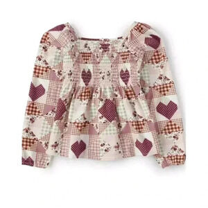 Gymboree Girls Pink Patchwork Pattern Hearts Long Sleeve 3T
